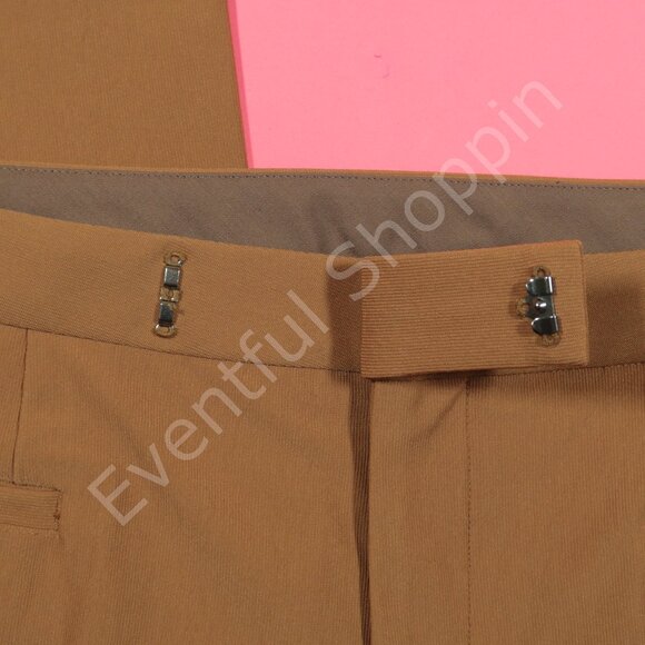 Issey Miyake Heart Haat Pants Womens 4 Brown Loose Straight Stretch Trousers - Picture 4 of 9